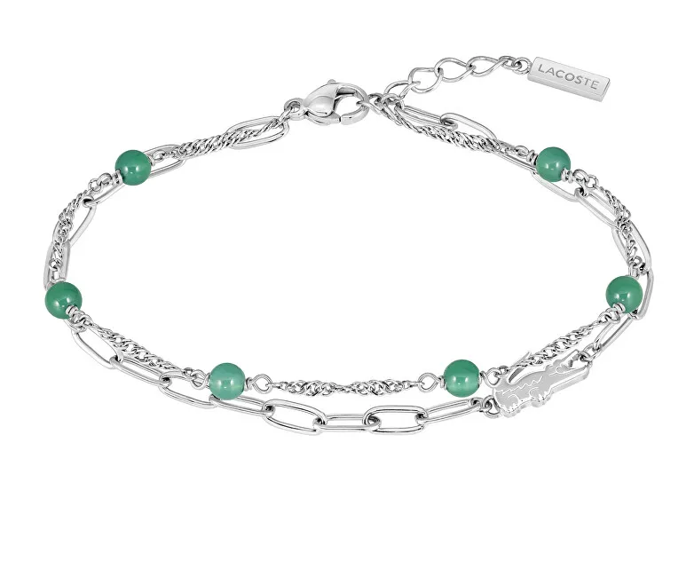 Lacoste Bracciale da donna in acciaio con perline verdi Deva 2040457 donna
