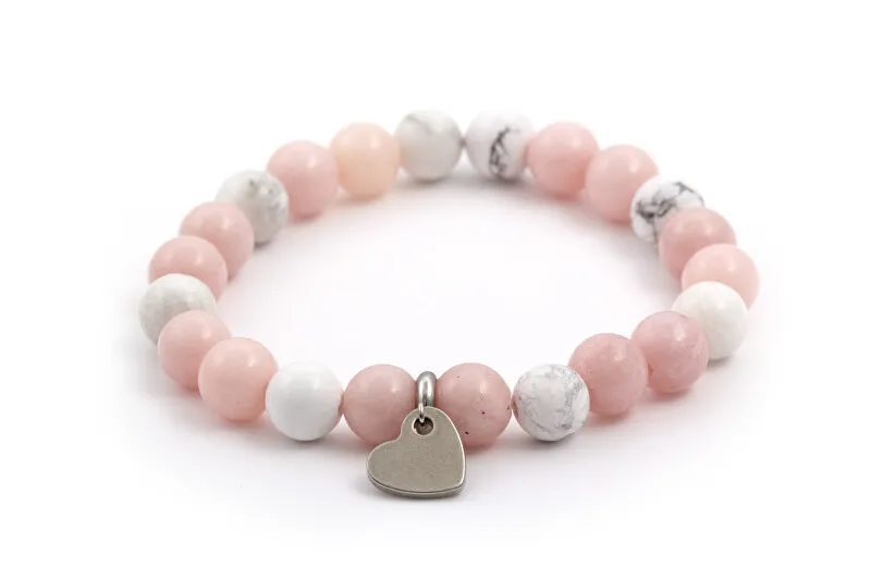 Agato Bracciale con perline di giada e howlite MINK05/17 donna