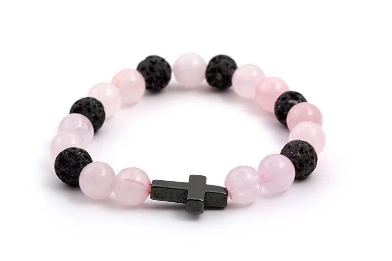 Agato Bracciale di perline di rosmarino, pietra lavaca ed ematite MINK06/17 donna