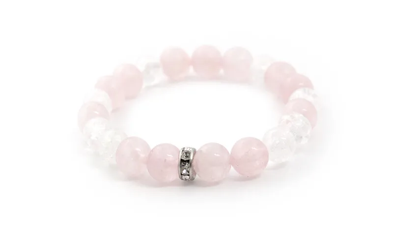 Agato Bracciale di perline di rosmarino e cristallo craquelé MINK14/17 da donna
