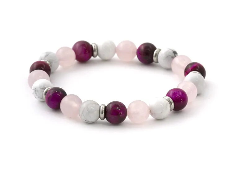 Agato Bracciale di perline in occhio di tigre, palissandro e howlite MINK19/18 donna