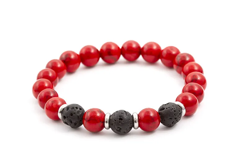 Agato Bracciale di perline in pietra lavaca e howlite MINK22/17 donna