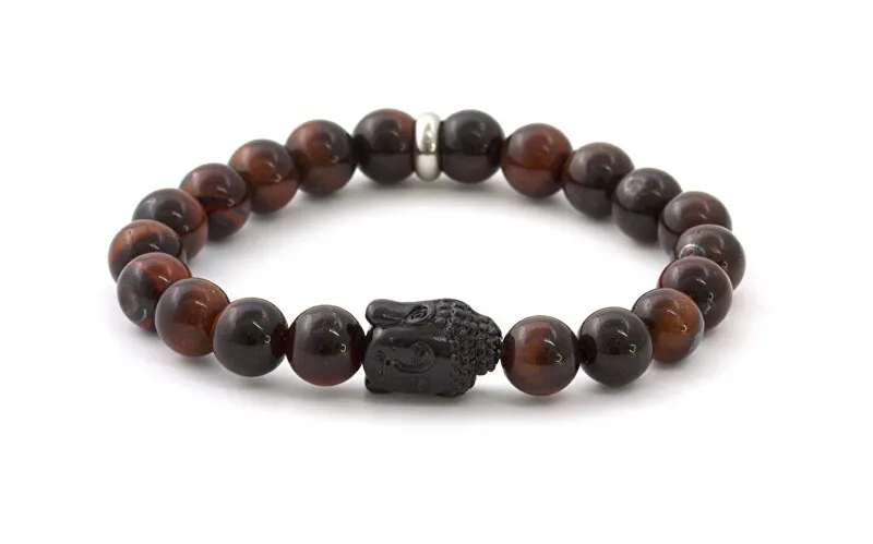 Agato Bracciale con perline di occhio di tigre MINK114 - Lunghezza: 19 cm donna