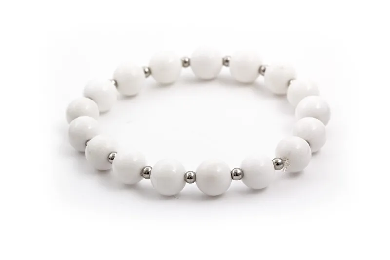 Agato Bracciale con perline di giada bianca MINK31/17 donna