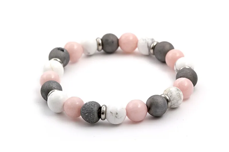 Agato Bracciale di perline di giada, agata e howlite MINK34/17 donna