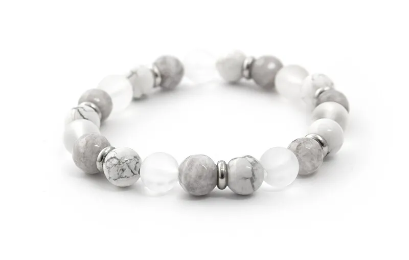 Agato Bracciale di perline in howlite, giada e cristallo MINK124/18 donna