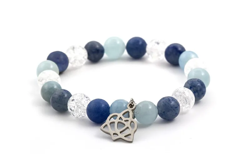 Agato Bracciale di perline in acquamarina, avventurina e cristallo MINK40/17 donna