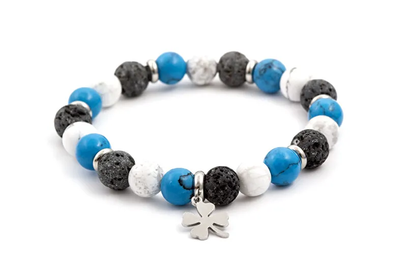 Agato Bracciale di perline in pietra lavaca e howlite MINK48/17 donna