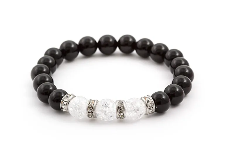 Agato Bracciale di perline in onice e cristallo MINK51/17 donna