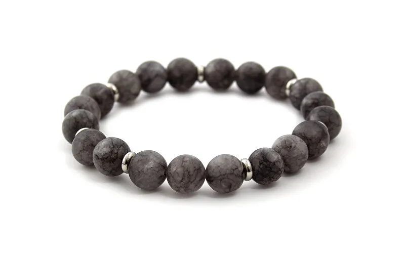 Agato Bracciale con perline di giada grigia MINK87 - Lunghezza: 19 cm donna