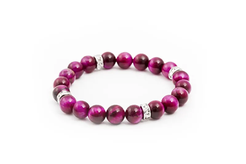Agato Bracciale di perline in occhio di tigre viola MINK92/17 donna
