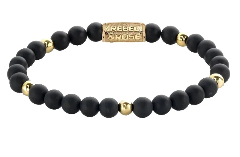 Rebel&Rose Bracciale con perline Madonna nero opaco RR-60078-G - Dimensioni: 19 cm - L donna