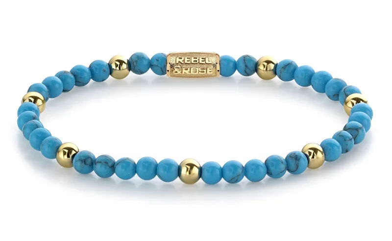 Rebel&Rose Bracciale con perline Turquoise Delight RR-40059-G - Dimensioni: 15 cm - XS donna