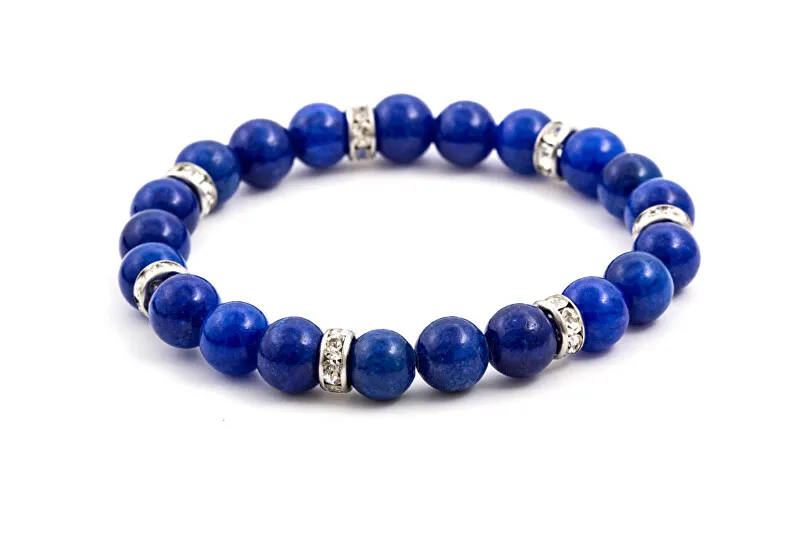 Agato Bracciale con perline di giada blu MINK71/18 donna