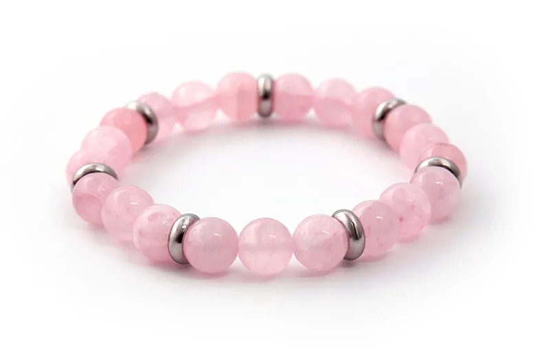 Agato Bracciale con perline di giada rosa MINK33/17 donna