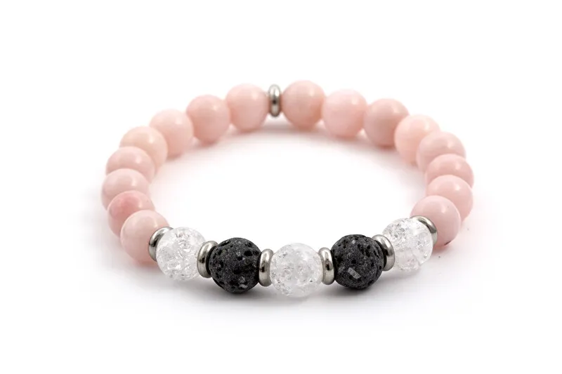 Bracciale Agato in pietra lavica, giada e cristallo MINK35/17 donna