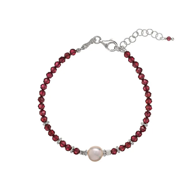 Alisia Bracciale con perline di granato di perle vere AL4108-Argento-Granato donna