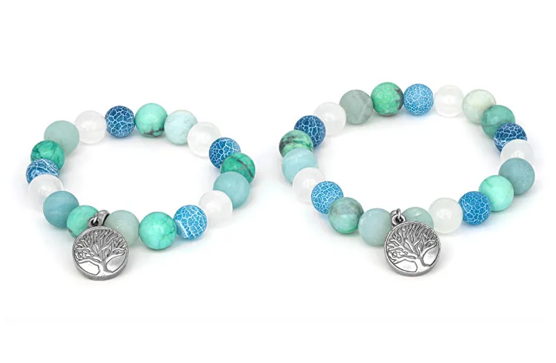 Agato Bracciale minerale per mamma e figlia MINK46/SET (giadeite, howlite, agata, amazonite) donna