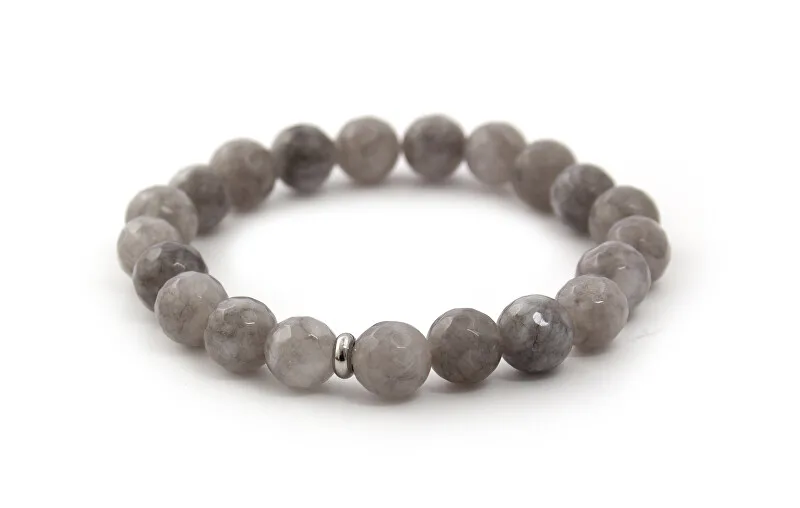 Agato Bracciale con perline di giada grigia MINK102/17 donna
