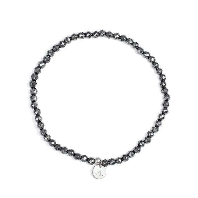 Agato Bracciale di perline minerali con ematite POL-B13/17G donna