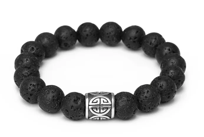Agato Bracciale con perline di pietra lavaca MINK165/21 unisex
