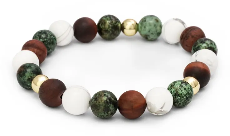 Agato Bracciale con perline turchesi e occhio di bue in howlite MINK166/17 unisex