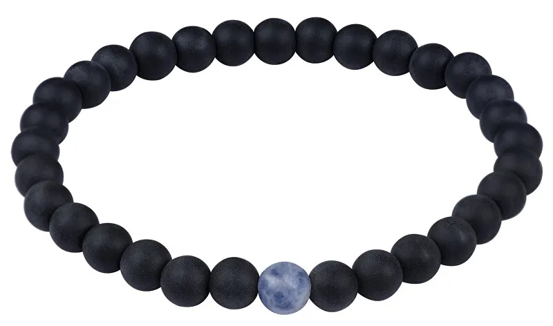 Troli Bracciale di perline di onice e diaspro blu - Lunghezza: 18 cm uomo