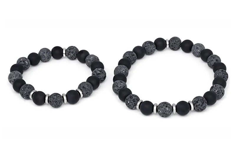 Agato Bracciale minerale per padre e figlio MINK58/SET (onice, pietra lava) uomo