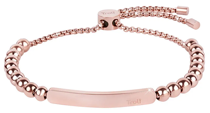 Troli Bracciale placcato oro rosa con perle in acciaio donna