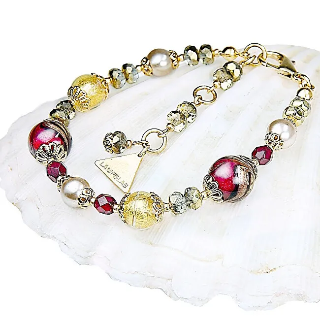 Lampglas Elegante bracciale del Mar Rosso con perle Lampglas con oro 24 carati BP25 donna