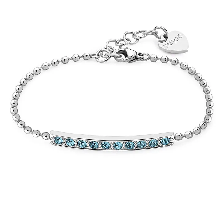 S'Agapõ Bracciale in acciaio abbagliante con cristallo azzurro chiaro Dazzly SDZ15 donna