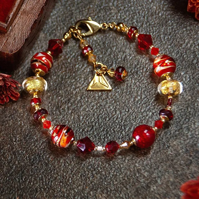 Lampglas Elegante bracciale Scarlet Aura con perle Lampglas BP21 in oro 24k donna