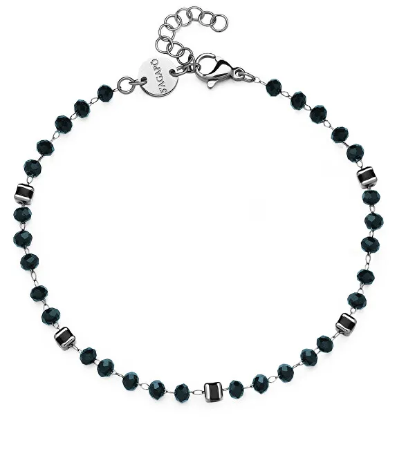 S'Agapõ Bracciale elegante con perline Shrine SSR12 blu scuro unisex