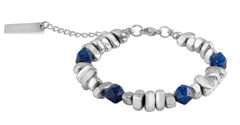 Troli Bracciale di perline in acciaio con lapislazzuli uomo