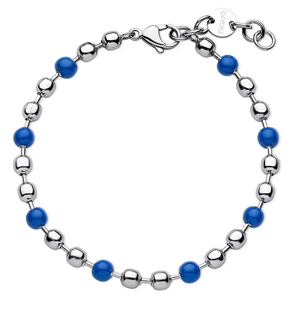 S'Agapõ Bracciale in acciaio con perline Ripple SRP62 da uomo uomo