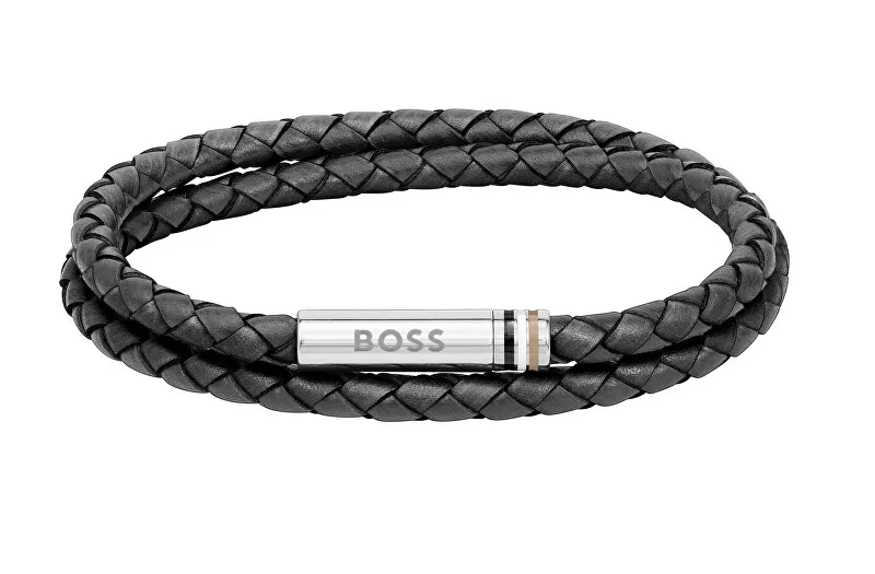Hugo Boss Elegante bracciale doppio in pelle 1580489 - Lunghezza: 17,5 cm unisex