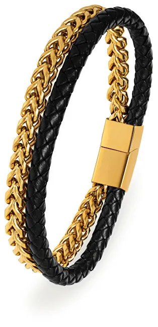 Troli Bracciale di lusso in pelle bicolore doppia - Lunghezza: 23 cm uomo