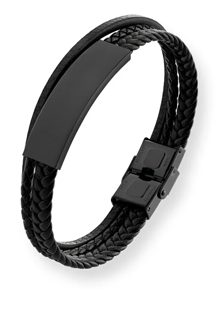 Troli Bracciale moderno nero da uomo in pelle VABOB033 uomo