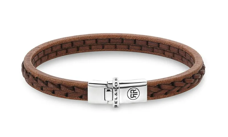 Rebel&Rose Bracciale in pelle marrone cognac intrecciata RR-L0156-S - Dimensioni: 20 cm - L+ uomo