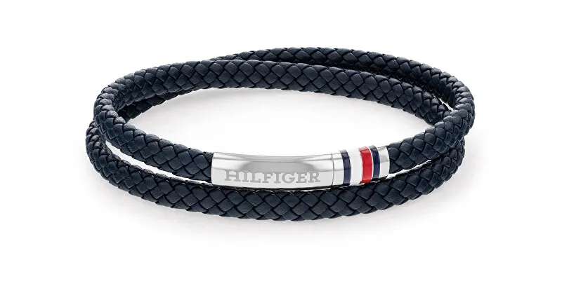 Tommy Hilfiger Bracciale in pelle blu scuro con chiusura in acciaio 2790549 uomo