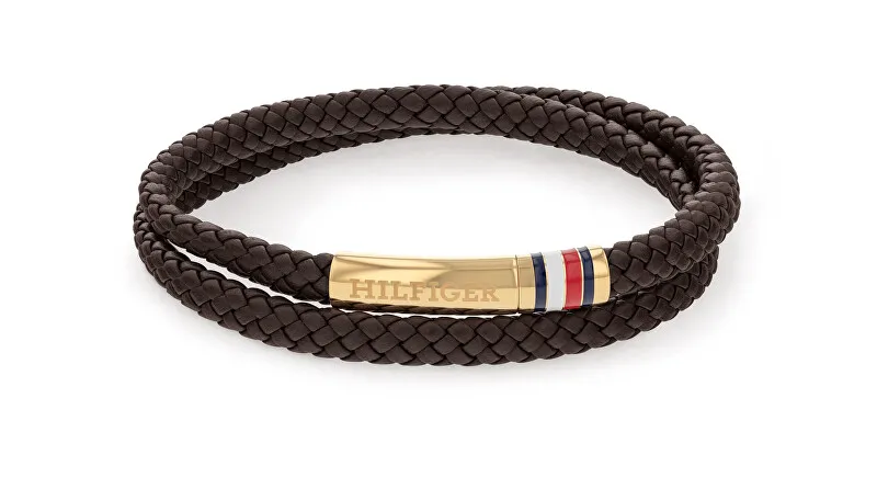 Tommy Hilfiger Bracciale in pelle marrone con chiusura in acciaio 2790551 uomo