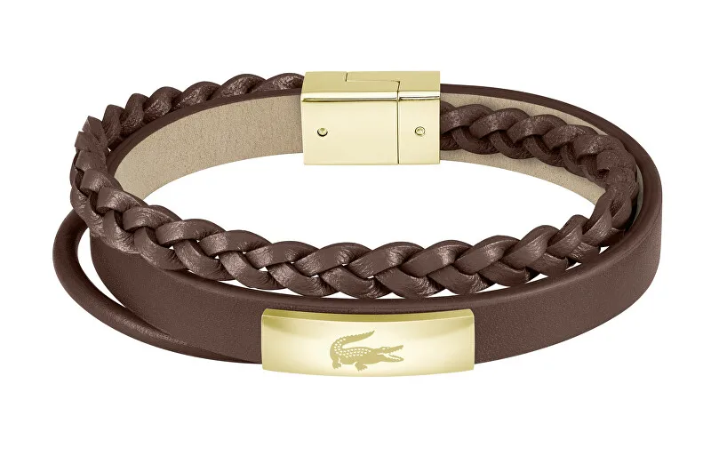 Lacoste Bracciale in pelle marrone Fusion 2040317 uomo