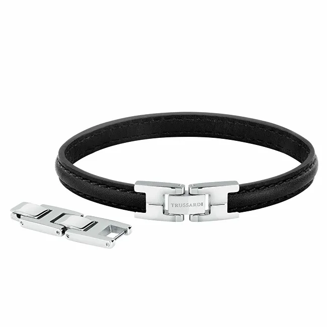 Trussardi Elegante bracciale in pelle nera T-Leather TJAXZ03 uomo