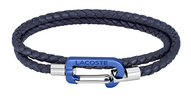 Lacoste Bracciale in pelle intrecciata blu scuro Matt 2040315 uomo