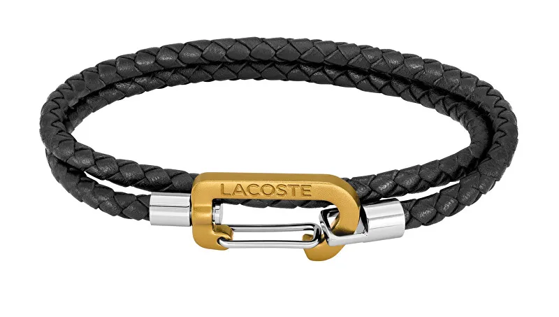 Lacoste Bracciale in pelle intrecciata nera Matt 2040316 uomo
