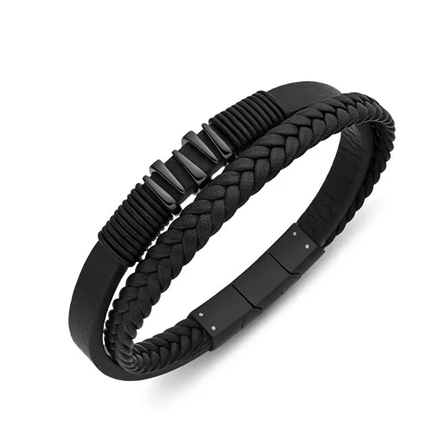 Diversi Bracciale doppio in pelle B1000400 uomo