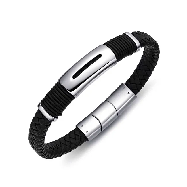 Diversi Bracciale da uomo moderno in pelle e acciaio B1000150 uomo
