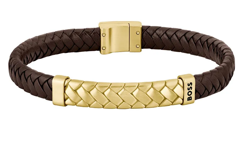 Hugo Boss Elegante bracciale in pelle da uomo su misura 1580675 - Lunghezza: 19 cm uomo