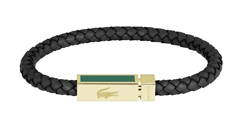 Lacoste Bracciale in pelle nera per uomo Rockel 2040451 uomo