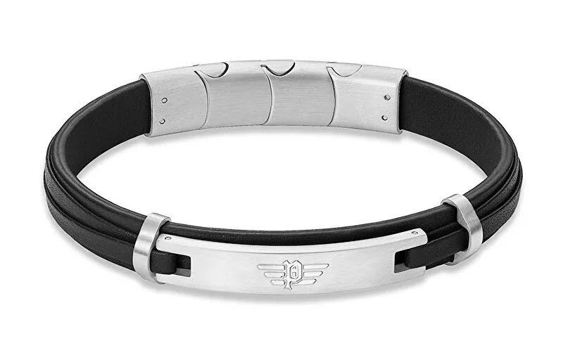 Mensola Bracciale in pelle nera Looper PEAGB0040803 uomo